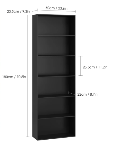 Boekenkast met 6 Lagen – Houten Opbergrek & Displayrek 180 cm