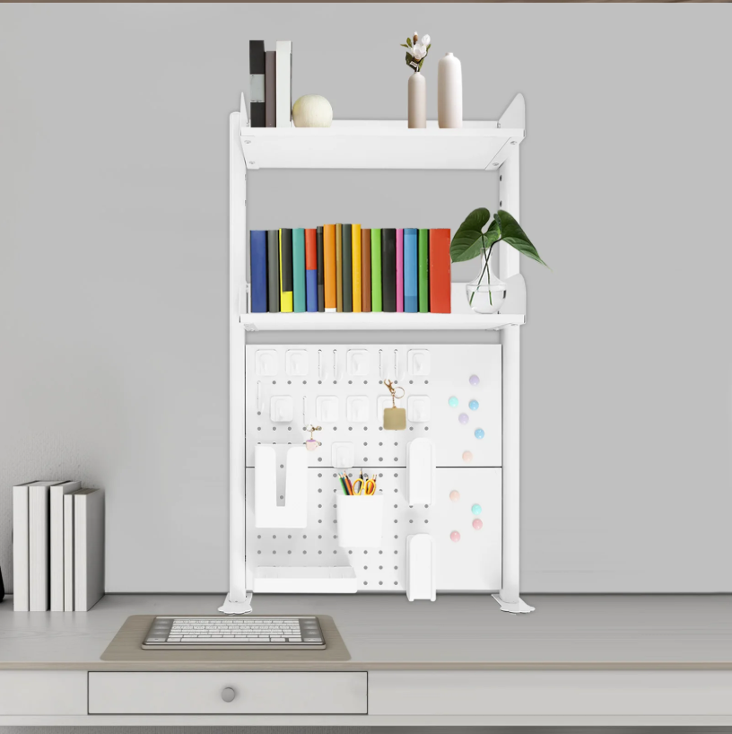Bureau Boekenrek met Klem – 2-Laags Desktop Organizer & Opbergrek