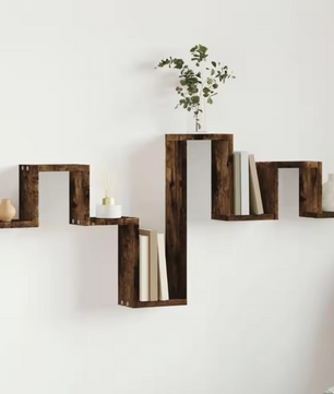 Wandplank Hout – Rook Eiken MDF 104,5 cm met Open Opbergruimte