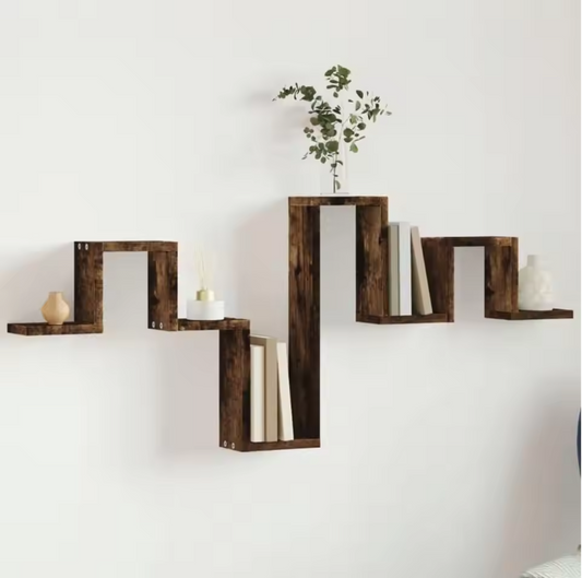 Wandplank Hout – Rook Eiken MDF 104,5 cm met Open Opbergruimte