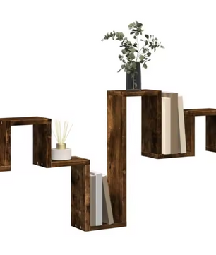 Wandplank Hout – Rook Eiken MDF 104,5 cm met Open Opbergruimte