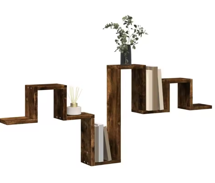 Wandplank Hout – Rook Eiken MDF 104,5 cm met Open Opbergruimte
