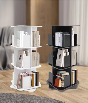 Draaibare Boekenkast – 3-Laags 360° Rotatie Opbergrek & Organizer