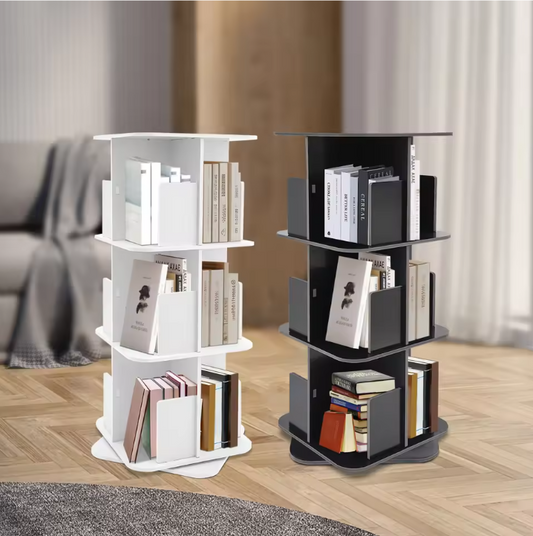 Draaibare Boekenkast – 3-Laags 360° Rotatie Opbergrek & Organizer