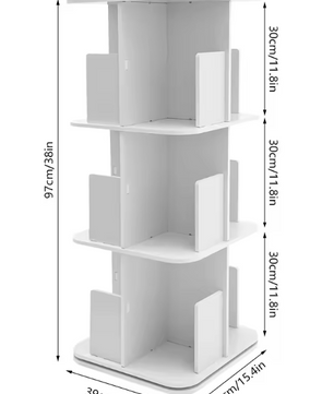 Draaibare Boekenkast – 3-Laags 360° Rotatie Opbergrek & Organizer