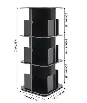 Draaibare Boekenkast – 3-Laags 360° Rotatie Opbergrek & Organizer