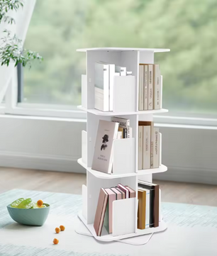Draaibare Boekenkast – 3-Laags 360° Rotatie Opbergrek & Organizer