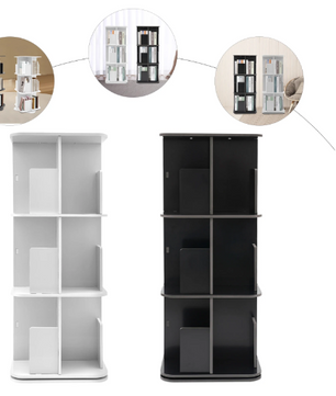 Draaibare Boekenkast – 3-Laags 360° Rotatie Opbergrek & Organizer