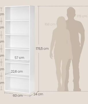 Boekenkast met 6 Lagen – Verstelbare Planken & Moderne Opbergruimte