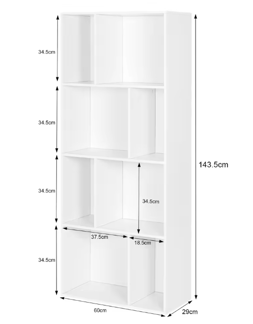 Boekenkast met 8 Open Vakken – Staande Kubus Kast & Organizer