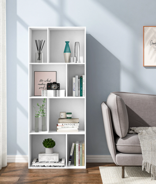 Boekenkast met 8 Open Vakken – Staande Kubus Kast & Organizer