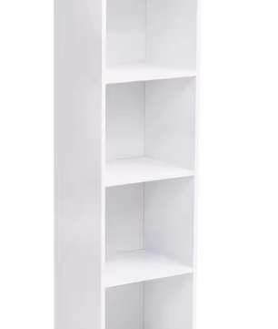 Boekenkast met 4 Opbergvakken – Witte Houten Staande Kast & Organizer