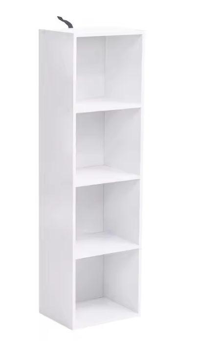 Boekenkast met 4 Opbergvakken – Witte Houten Staande Kast & Organizer