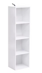 Boekenkast met 4 Opbergvakken – Witte Houten Staande Kast & Organizer