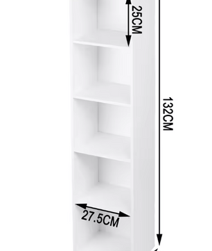 Boekenkast met 4 Opbergvakken – Witte Houten Staande Kast & Organizer