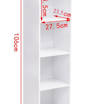 Boekenkast met 4 Opbergvakken – Witte Houten Staande Kast & Organizer