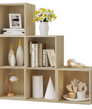 Boekenkast met 6 Vakken – Witte Houten Kubus Kast & Organizer