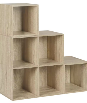 Boekenkast met 6 Vakken – Witte Houten Kubus Kast & Organizer