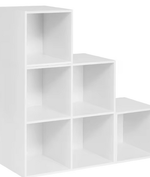 Boekenkast met 6 Vakken – Witte Houten Kubus Kast & Organizer