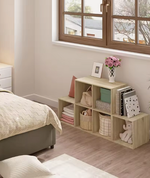 Boekenkast met 6 Vakken – Witte Houten Kubus Kast & Organizer
