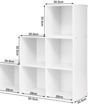 Boekenkast met 6 Vakken – Witte Houten Kubus Kast & Organizer