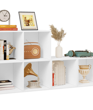 Boekenkast met 6 Vakken – Witte Houten Kubus Kast & Organizer