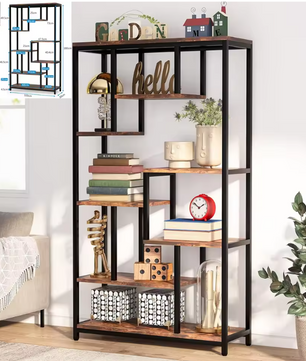 Industriële Boekenkast met 8 Open Planken – Hout & Metaal, Modern en Duurzaam