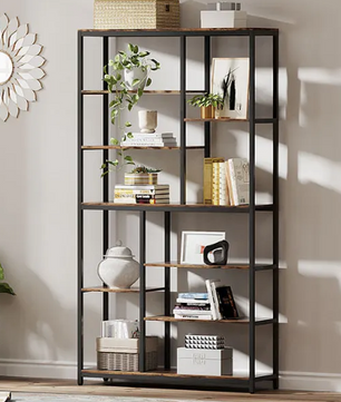 Industriële Boekenkast met 8 Open Planken – Hout & Metaal, Modern en Duurzaam
