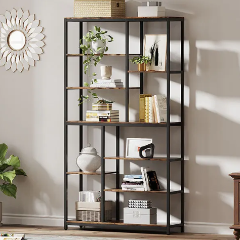 Industriële Boekenkast met 8 Open Planken – Hout & Metaal, Modern en Duurzaam