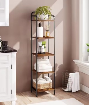Smalle Industriële Boekenkast – Metalen Frame & Houten Planken, Modern en Ruimtebesparend