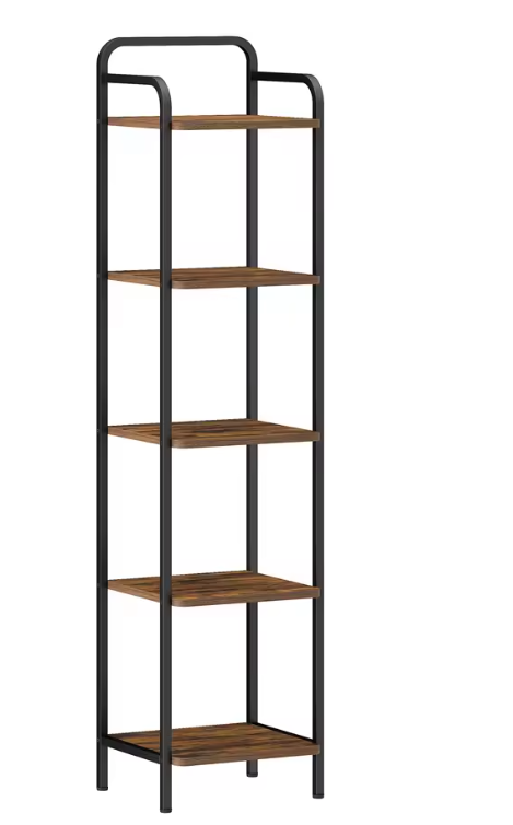 Smalle Industriële Boekenkast – Metalen Frame & Houten Planken, Modern en Ruimtebesparend