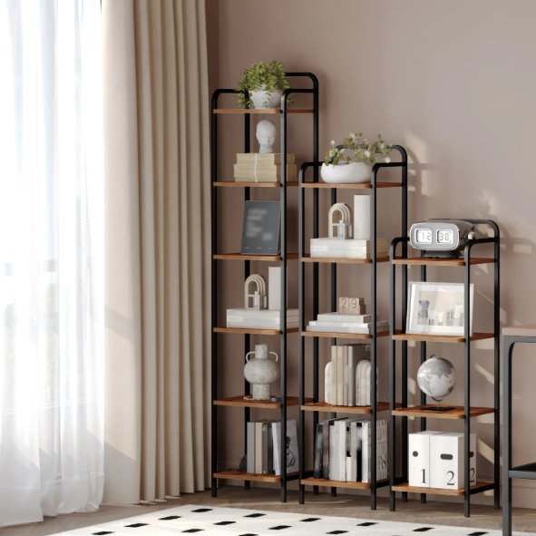 Smalle Industriële Boekenkast – Metalen Frame & Houten Planken, Modern en Ruimtebesparend