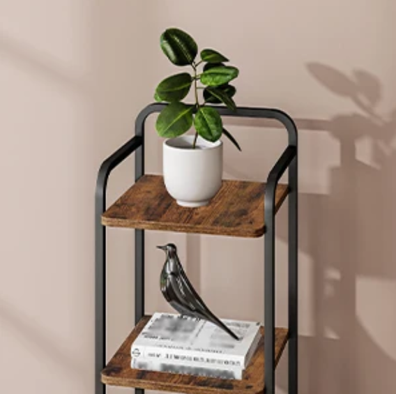 Smalle Industriële Boekenkast – Metalen Frame & Houten Planken, Modern en Ruimtebesparend