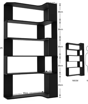 Hoekboekenkast met 5 Lagen & LED-Verlichting – Ruimtebesparend en Multifunctioneel