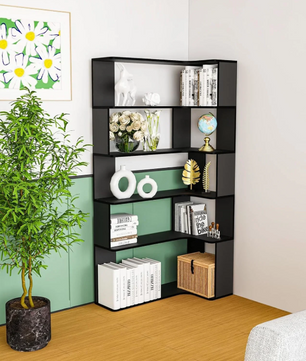 Hoekboekenkast met 5 Lagen & LED-Verlichting – Ruimtebesparend en Multifunctioneel