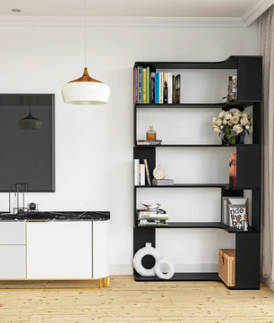 Hoekboekenkast met 5 Lagen & LED-Verlichting – Ruimtebesparend en Multifunctioneel