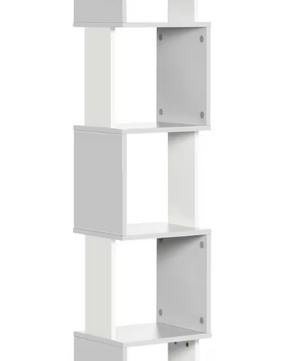 S-Boekenkast met 5 Lagen – Moderne Witte Opbergrek