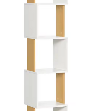 S-Boekenkast met 5 Lagen – Moderne Witte Opbergrek
