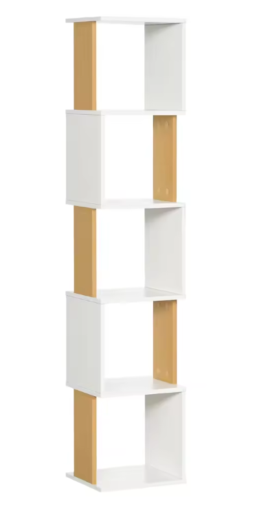 S-Boekenkast met 5 Lagen – Moderne Witte Opbergrek