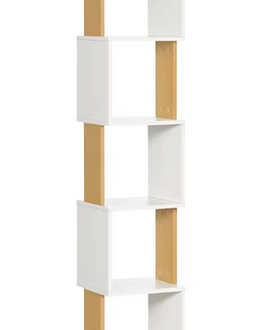 S-Boekenkast met 5 Lagen – Moderne Witte Opbergrek