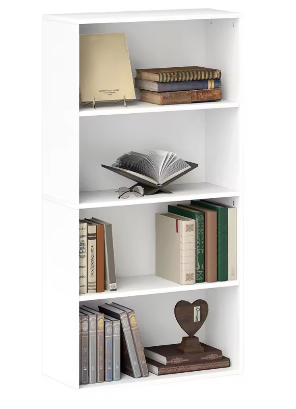 4-Lagen Boekenkast – Witte Opbergkast met Verstelbare Planken