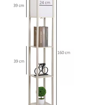 Staande Lamp met 3 Planken – Houten Vloerlamp met Opbergruimte
