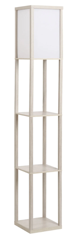 Staande Lamp met 3 Planken – Houten Vloerlamp met Opbergruimte