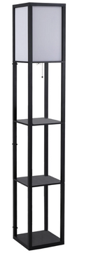 Staande Lamp met 3 Planken – Houten Vloerlamp met Opbergruimte