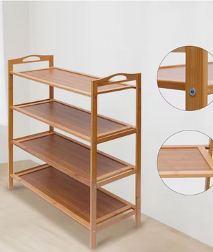 Bamboe Schoenenrek met 4 Lagen – Houten Organizer voor Hal & Slaapkamer