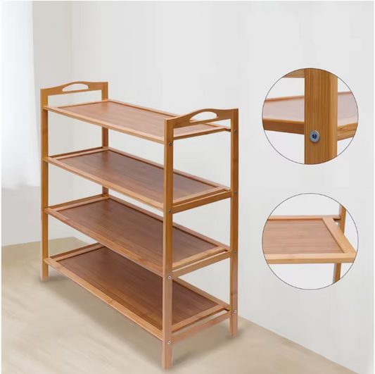 Bamboe Schoenenrek met 4 Lagen – Houten Organizer voor Hal & Slaapkamer