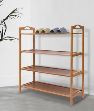 Bamboe Schoenenrek met 4 Lagen – Houten Organizer voor Hal & Slaapkamer