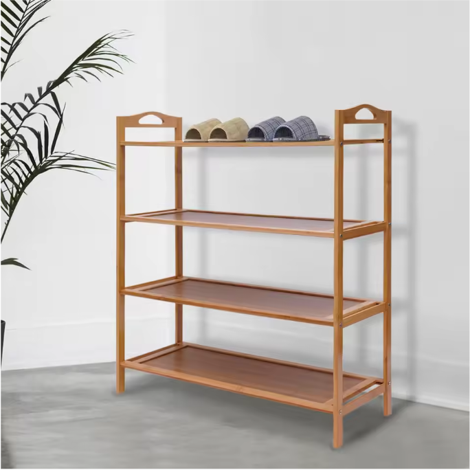 Bamboe Schoenenrek met 4 Lagen – Houten Organizer voor Hal & Slaapkamer