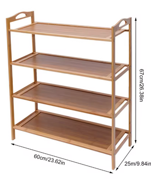 Bamboe Schoenenrek met 4 Lagen – Houten Organizer voor Hal & Slaapkamer