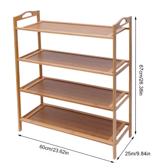 Bamboe Schoenenrek met 4 Lagen – Houten Organizer voor Hal & Slaapkamer